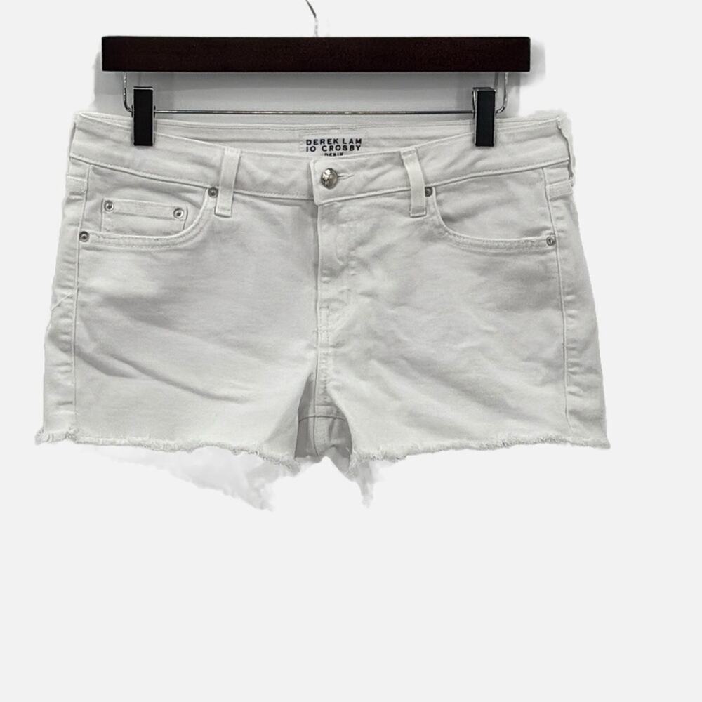 Derek Lam 10 Crosby Quinn Girlfriend Cut Off Denim Shorts in White - Size 28